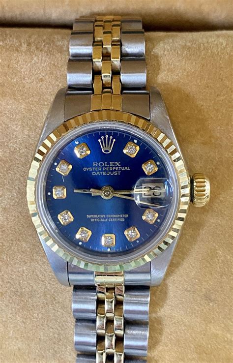 18k rolex oyster perpetual datejust blue face|Rolex Datejust 41 diamond numbers.